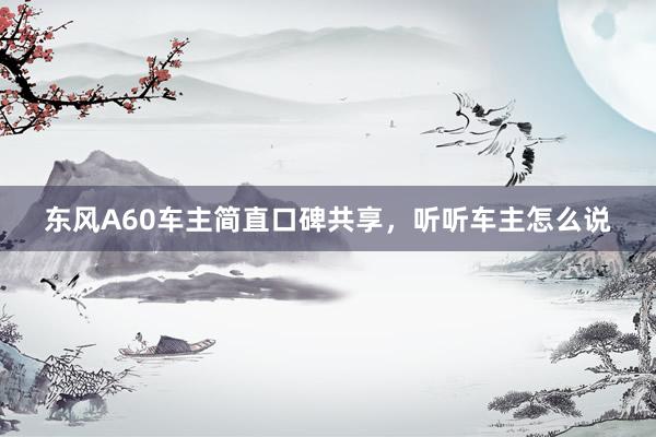 东风A60车主简直口碑共享，听听车主怎么说
